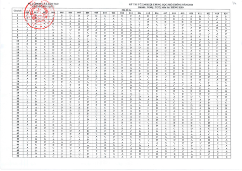 Đáp án chính thức tất cả các môn thi tốt nghiệp THPT 2024- Ảnh 16. Đáp án chính thức tất cả các môn thi tốt nghiệp THPT 2024- Ảnh 16.
