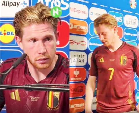 Kevin de Bruyne nổi cộc mắng phóng viên ‘ngu ngốc’ tại Euro 2024- Ảnh 1. Kevin De Bruyne bỏ đi và lẩm bẩm mắng phóng viên 'ngu ngốc'