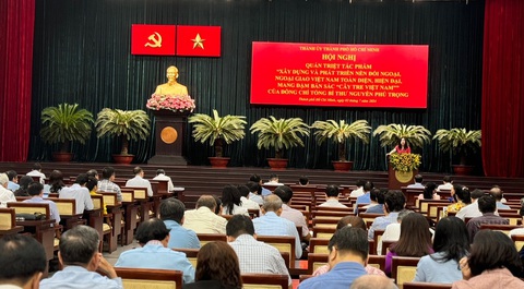 TP.HCM quán triệt tác phẩm về ngoại giao của Tổng bí thư Nguyễn Phú Trọng- Ảnh 1. Cán bộ chủ chốt của TP.HCM dự hội nghị - Ảnh: L.H.