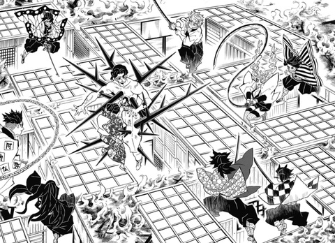 Một trang manga trong phần Đại chiến Vô Hạn thành, người hâm mộ Kimetsu no Yaiba đang rất ngóng chờ những tình tiết này được chuyển thể lên màn ảnh - Ảnh: Shōnen Jump Một trang manga trong phần Đại chiến Vô Hạn thành, người hâm mộ Kimetsu no Yaiba đang rất ngóng chờ những tình tiết này được chuyển thể lên màn ảnh - Ảnh: Shōnen Jump