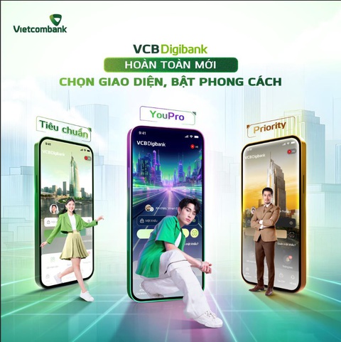 Vietcombank chính thức ra mắt VCB Digibank hoàn toàn mới- Ảnh 1. VCB Digibank ra mắt 3 giao diện hoàn toàn mới - Ảnh: VCB