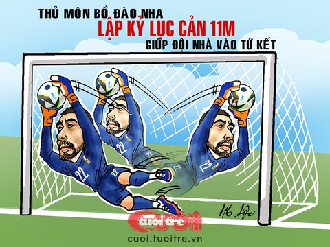 Thủ môn xuất thần cứu thua cho Bồ Đào Nha và cả... Ronaldo- Ảnh 1. Thủ môn xuất thần cứu thua cho Bồ Đào Nha và cả... Ronaldo - Tranh: Hữu Lộc