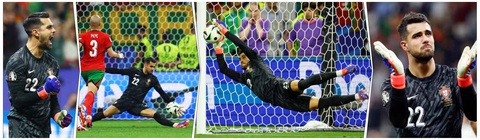 Thành bại trông vào thủ môn- Ảnh 1. Những khoảnh khắc của Diogo Costa trong trận gặp Slovenia - Ảnh: REUTERS