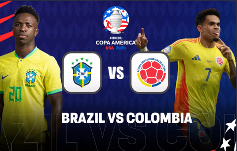 Máy tính soi tỉ số Copa America 2024: Brazil hạ Colombia, đoạt vé đi tiếp- Ảnh 1. Máy tính dự đoán đội tuyển Brazil (trái) sẽ thắng Colombia trong cuộc đối đầu ở lượt trận thứ 3 bảng D Copa America 2024 - Đồ họa: AN BÌNH