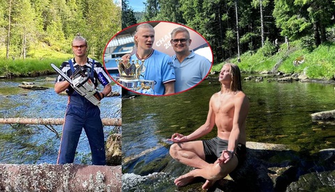 Erling Haaland mạnh mẽ nhờ lên núi đốn củi và thiền- Ảnh 1. Sao Man City Erling Haaland lên núi đốn củi và ngồi thiền trong mùa hè