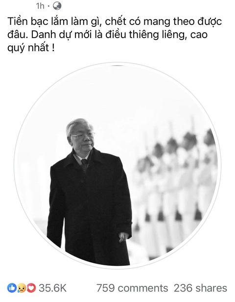 Cộng đồng mạng trích dẫn những câu nói nổi tiếng của Tổng bí thư Nguyễn Phú Trọng- Ảnh 4. Câu nói của Tổng bí thư Nguyễn Phú Trọng được một người dùng Facebook có nhiều ảnh hưởng trên mạng xã hội đăng tải tối 19-7 được đông đảo cộng đồng mạng chia sẻ - Ảnh chụp từ Facebook