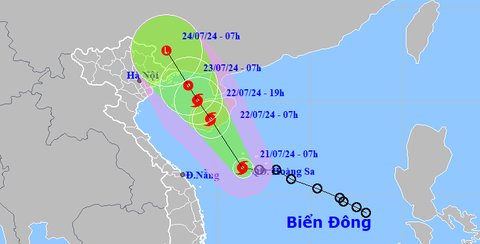Áp thấp nhiệt đới mạnh lên thành bão số 2- Ảnh 1. Vị trí và hướng di chuyển bão số 2 - Ảnh: NCHMF