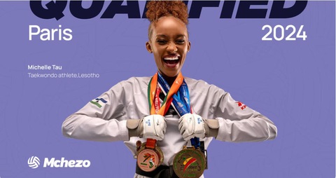 Hoa hậu Michelle Tau trở thành võ sĩ taekwondo đầu tiên của Lesotho tham dự Olympic Paris 2024- Ảnh 1. Hoa hậu Lesotho Michelle Tau sẵn sàng cho giấc mơ giành huy chương ở Olympic Paris 2024 - Ảnh: Mchezo
