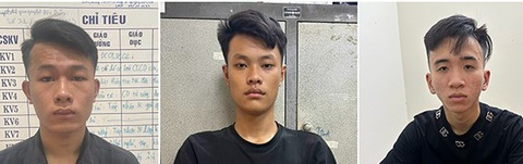 Nguyễn Đăng Khoa, Ngô Hoàng Khải, Nguyễn Hà Yên tại cơ quan chức năng - Ảnh: T.L Từ trái sang: Nguyễn Đăng Khoa, Ngô Hoàng Khải, Nguyễn Hà Yên trong