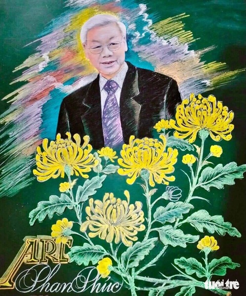 Bức vẽ Tổng bí thư Nguyễn Phú Trọng bằng phấn màu của thầy giáo ở Hà Tĩnh- Ảnh 1. Bức vẽ Tổng bí thư Nguyễn Phú Trọng bằng phấn màu của thầy giáo ở Hà Tĩnh- Ảnh 1.