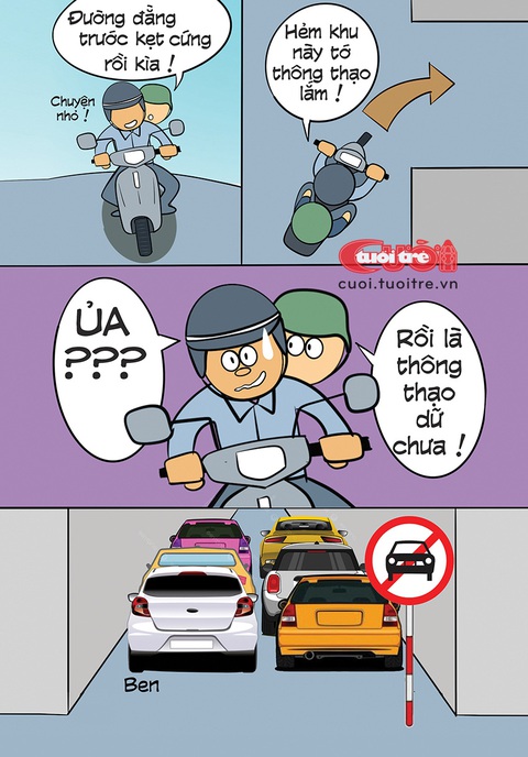 Đường hẻm khu này tui thông thạo lắm- Ảnh 1. Yên tâm đi, đường hẻm khu này tui thông thạo lắm! - Tranh: BEN