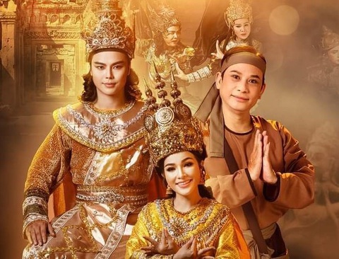 Võ Minh Lâm (bìa trái) và nghệ sĩ Chí Linh, Lê Hồng Thắm (hàng dưới) trong vở Nàng Xê Đa phiên bản năm 2021 Võ Minh Lâm đưa vở Nàng Xê Đa lên mạng- Ảnh 1.