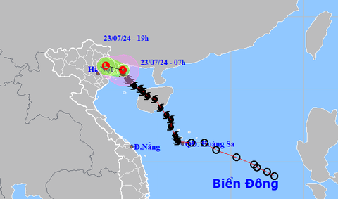 Bão số 2 suy yếu thành áp thấp nhiệt đới, Quảng Ninh nhiều nơi cây ngã đổ- Ảnh 5. Dự báo hướng đi áp thấp nhiệt đới (suy yếu từ bão số 2) - Ảnh: Trung tâm Dự báo khí tượng thủy văn quốc gia