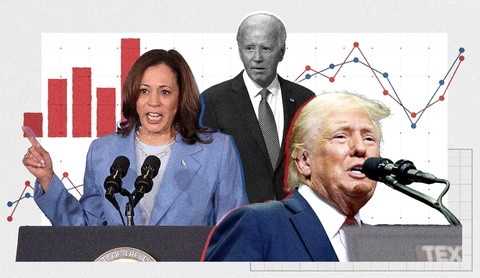 Hầu hết các thăm dò gần đây cho thấy không có nhiều khác biệt giữa bà Harris và ông Biden, bà vẫn đứng sau ông Trump về tỉ lệ ủng hộ - Ảnh: ABC Cơ hội và thách thức với bà Kamala Harris- Ảnh 1.