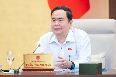 Thường vụ Quốc hội 'chốt' phương án sáp nhập huyện, xã của Nam Định, Sóc Trăng, Tuyên Quang- Ảnh 3. Chủ tịch Quốc hội Trần Thanh Mẫn - Ảnh: PHẠM THẮNG