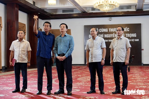 Chủ tịch Phan Văn Mãi kiểm tra công tác chuẩn bị lễ tang Tổng bí thư Nguyễn Phú Trọng- Ảnh 3. Lãnh đạo trung ương cùng các đơn vị kiểm tra công tác tổ chức lễ tang - Ảnh: HỮU HẠNH