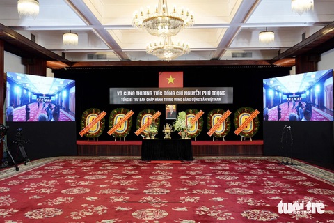 Chủ tịch Phan Văn Mãi kiểm tra công tác chuẩn bị lễ tang Tổng bí thư Nguyễn Phú Trọng- Ảnh 6. Khu vực viếng Tổng bí thư Nguyễn Phú Trọng - Ảnh: HỮU HẠNH