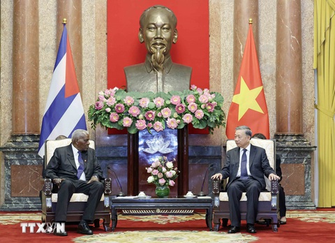 Lãnh đạo Việt Nam tiếp các đoàn Cuba, Úc đến dự lễ tang Tổng Bí thư Nguyễn Phú Trọng- Ảnh 2. Chủ tịch nước Tô Lâm bày tỏ xúc động trước việc Cuba là một trong những nước đầu tiên thông báo cử đoàn đến dự lễ tang Tổng Bí thư Nguyễn Phú Trọng - Ảnh: TTXVN