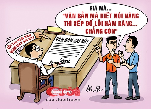 Lỗi đánh máy: Ông sếp bán cả Trái đất- Ảnh 1. Văn bản mà biết nói năng... - Tranh: Hữu Lộc