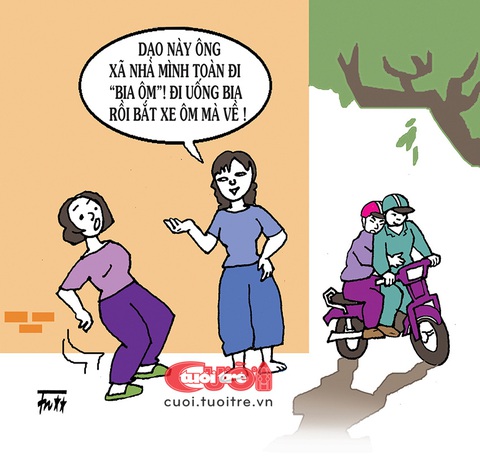 Ông xã đi bia ôm mà chị không ghen à?- Ảnh 1. Ông xã đi bia ôm mà chị không ghen à? - Tranh: Tín Nhượng