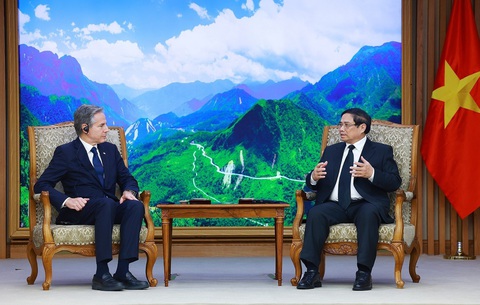 Tổng thống Biden mượn thơ Nguyễn Du, nhắc lại kỷ niệm với Tổng Bí thư Nguyễn Phú Trọng- Ảnh 3. Thủ tướng Phạm Minh Chính tiếp Ngoại trưởng Mỹ Blinken - Ảnh: TTXVN