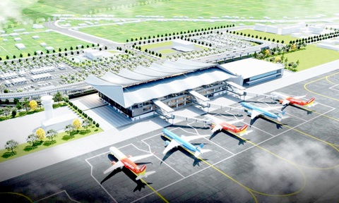 Từ một quyết định hợp lòng dân- Ảnh 1. Bản thiết kế 3D của sân bay Đồng Hới sau khi hoàn thành dự án mở rộng - Ảnh: QUỐC NAM