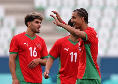 Máy tính soi tỉ số bóng đá nam Olympic 2024: Morocco đánh bại Iraq- Ảnh 1. Máy tính dự đoán Morocco sẽ thắng Iraq 2-1 ở lượt trận cuối cùng bảng B môn bóng đá nam Olympic 2024 - Ảnh: REUTERS