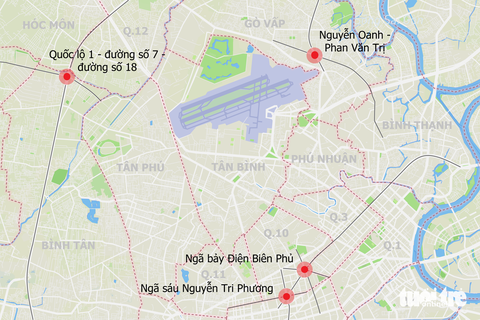 Hiện trạng ngã bảy Điện Biên Phủ, ngã sáu Nguyễn Tri Phương sẽ làm cầu vượt để xóa ùn tắc- Ảnh 10. Vị trí 4 nút giao được đề xuất ưu tiên làm từ nay đến năm 2030 - Đồ họa: PHƯƠNG NHI