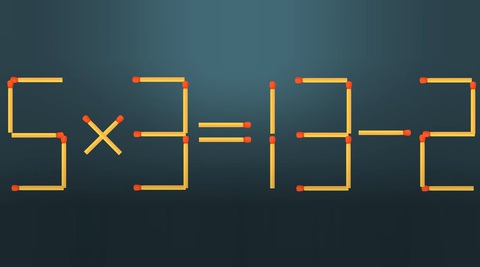 Thử tài IQ: Di chuyển một que diêm để 5x3=13-2 thành phép tính đúng- Ảnh 1.