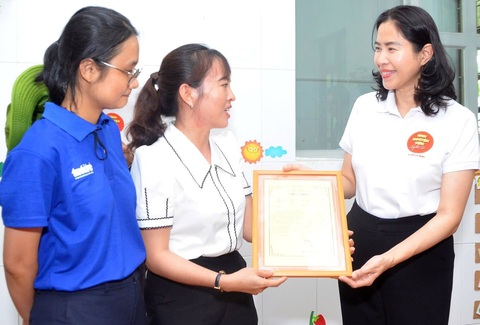 Dự án tình nguyện giữ lá phổi xanh Cần Giờ- Ảnh 3. Đã hoàn thành và bàn giao công trình sửa chữa nhà vệ sinh cho Trường mầm non Thạnh An - Ảnh: KIM SÁNG