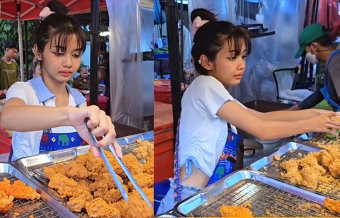 Cô bé bán gà rán bất ngờ nổi tiếng vì quá giống Lisa- Ảnh 1. Sở hữu gương mặt giống Lisa, nữ sinh trung học cũng có ý định dấn thân vào showbiz nếu có cơ hội.