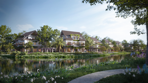 Ecopark giới thiệu dòng sản phẩm biệt thự đắt giá bậc nhất tại Nghệ An- Ảnh 1. Những căn biệt thự đảo Central Island được bao quanh bởi những cây xanh và sông nước, mang lại giá trị phong thủy cho cư dân