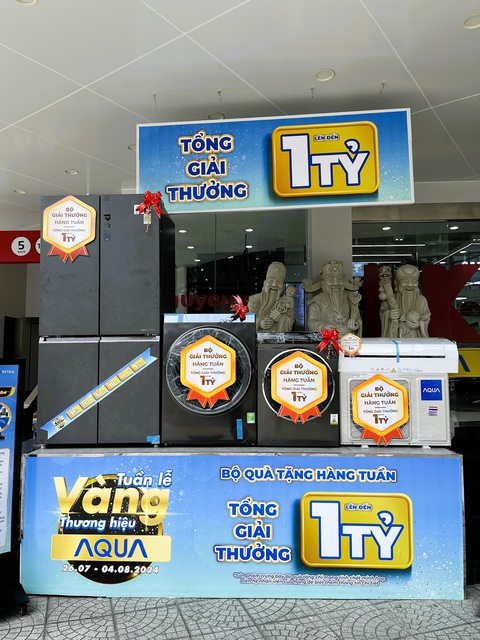 Tuần lễ vàng Nguyễn Kim 2024: Mua điện máy Aqua - Trúng bộ quà 100 triệu đồng- Ảnh 2. Bộ giải thưởng Tuần lễ vàng Aqua trị giá hơn 100 triệu đồng.