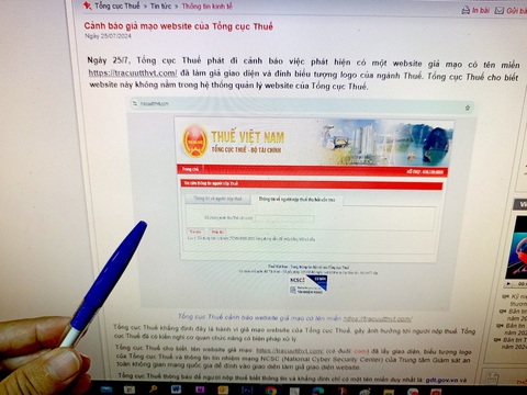 Gọi điện hỗ trợ xác thực sinh trắc học: Bẫy lừa đảo ngày càng tinh vi- Ảnh 4. Tổng cục Thuế đã đưa ra những cảnh báo về website giả mạo gây ảnh hưởng đến người nộp thuế - Ảnh: T.ĐẠM