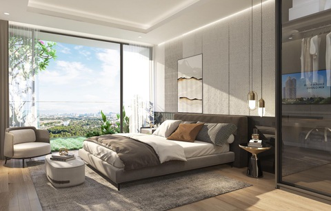 Căn hộ 3 ban công với tầm nhìn vô cực gây chú ý ở Bình Dương- Ảnh 2. Ngay bên ngoài giường ngủ sẽ là ban công xanh mướt với tầm view vô cực