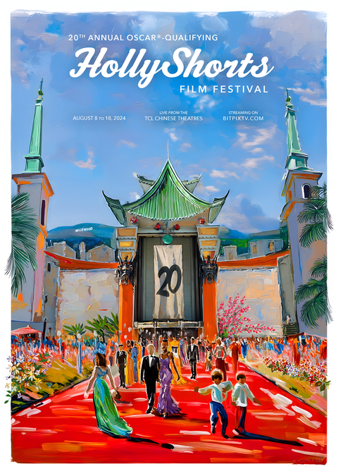 Liên hoan phim HollyShorts công bố danh sách phim hoạt hình tham gia tranh giải- Ảnh 1. HollyShorts tiết lộ poster chính thức năm 2024 cho lễ hội kỷ niệm 20 năm sắp tới. Tác phẩm này được tạo ra bởi nghệ sĩ Dalton Corr