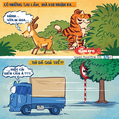 Biển báo giao thông kiểu... ngọa hổ tàng long- Ảnh 1. Biển báo giao thông kiểu... ngọa hổ tàng long - Tranh: Hải Nam