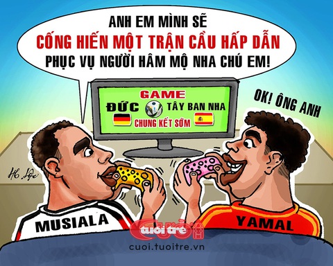 'Đại chiến' Đức - Tây Ban Nha: Trận chung kết sớm Euro 2024- Ảnh 1. Musiala và Yamal hứa hẹn một màn trình diễn mãn nhãn - Tranh: Hữu Lộc