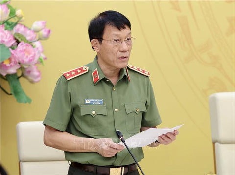 Tổng bí thư: 6 tháng đầu năm 2024, lực lượng công an đã hoàn thành xuất sắc nhiệm vụ- Ảnh 3. Thượng tướng Lương Tam Quang, Ủy viên Trung ương Đảng, Bí thư Đảng ủy Công an Trung ương, Bộ trưởng Bộ Công an, phát biểu khai mạc - Ảnh: TTXVN
