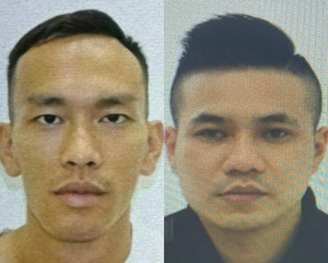 Một nghi phạm trong vụ bắn cô gái 22 tuổi ra đầu thú- Ảnh 1. Nghi phạm Vũ Thành Quang và Nguyễn Xuân Đạt - Ảnh: Công an Hà Nội