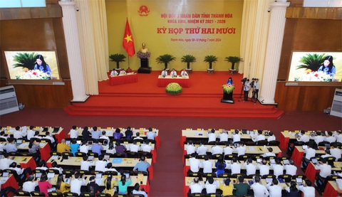 Chủ tịch Quốc hội Trần Thanh Mẫn dự kỳ họp HĐND tỉnh Thanh Hóa- Ảnh 1. Toàn cảnh kỳ họp thứ 20, HĐND tỉnh Thanh Hóa sáng 8-7 - Ảnh: CTV