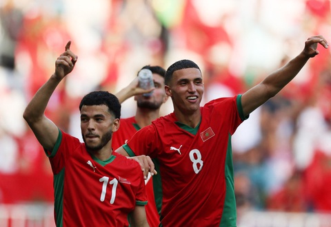 Máy tính soi tỉ số bóng đá nam Olympic 2024: Morocco thắng Mỹ- Ảnh 1. Máy tính dự đoán Morocco sẽ thắng Mỹ ở hiệp phụ hoặc luân lưu ở tứ kết môn bóng đá nam Olympic Paris 2024 - Ảnh: REUTERS