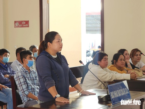 Cựu cán bộ tư pháp xã lừa đảo chiếm đoạt 2,1 tỉ đồng, lãnh 15 năm tù- Ảnh 2. Bị cáo Cầm tại phiên tòa xét xử - Ảnh: HOÀI THƯƠNG