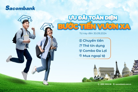 Sacombank miễn 100% phí chuyển tiền du học- Ảnh 1. Sacombank miễn 100% phí chuyển tiền du học - Ảnh: STB