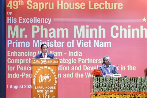Thủ tướng phát biểu về thành tựu của Việt Nam: Dựa vào dân để có sức mạnh lớn lao- Ảnh 2. Thủ tướng Phạm Minh Chính nhấn mạnh quan hệ hợp tác Việt Nam - Ấn Độ với phương hướng