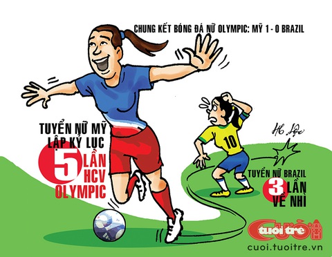 Bóng đá nữ Olympic: Tuyển Mỹ lại 'cướp' giấc mơ của chị em Brazil- Ảnh 1. Tuyển bóng đá nữ Mỹ lại 'cướp' giấc mơ của chị em Brazil tại Olympic - Tranh: Hữu Lộc