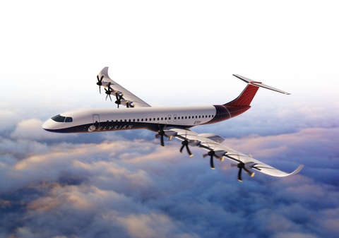 Thiết kế mẫu máy bay điện EX9 - Ảnh: ELYSIAN AIRCRAFT Thiết kế mẫu máy bay điện E9X - Ảnh: ELYSIAN AIRCRAFT
