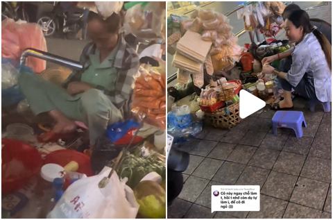 Các đoạn clip cô bán bánh tráng ngủ quên, được khách tự trộn giúp bánh tráng viral khắp nơi trên mạng xã hội - Ảnh: Chụp màn hình Gánh hàng rong độc lạ 'viral' trên mạng: Bà chủ quán đêm nào cũng ngủ quên, khách tự trộn bánh tráng- Ảnh 5.