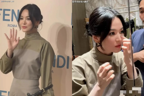 Song Hye Kyo gây chú ý khi xuất hiện ở Hong Kong- Ảnh 2. Ảnh chưa qua chỉnh sửa (trái) cho thấy một Song Hye Kyo đẹp mặn mà, không quá cách biệt với ảnh đã chỉnh sửa (phải)