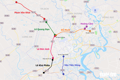 Hình ảnh các tuyến đường tại TP.HCM sẽ được đặt tên Đỗ Mười, Lê Khả Phiêu, Lê Đức Anh, Phan Văn Khải- Ảnh 1. TP.HCM đề xuất đặt tên Đỗ Mười, Lê Khả Phiêu, Lê Đức Anh, Phan Văn Khải, Hoàng Cầm, Lê Quang Đạo, Văn Tiến Dũng cho các đoạn quốc lộ và đường vành đai - Đồ họa: PHƯƠNG NHI